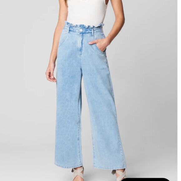 Blank NYC Pants - Blank NYC Women’s Paper bag Wide Leg Jean Elastic Waistband Cotton Nwt